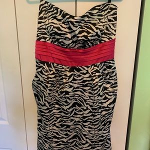 Zebra print and Hot Pink strapless dress by Snap, Size 22W